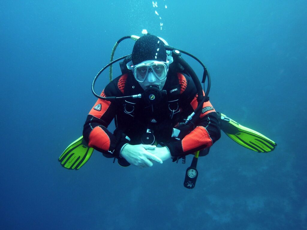 scuba diver facing camera